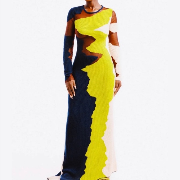 Hanifa Long Sleeve Dress with Multicolor Abstract Design - Picture 5 of 5